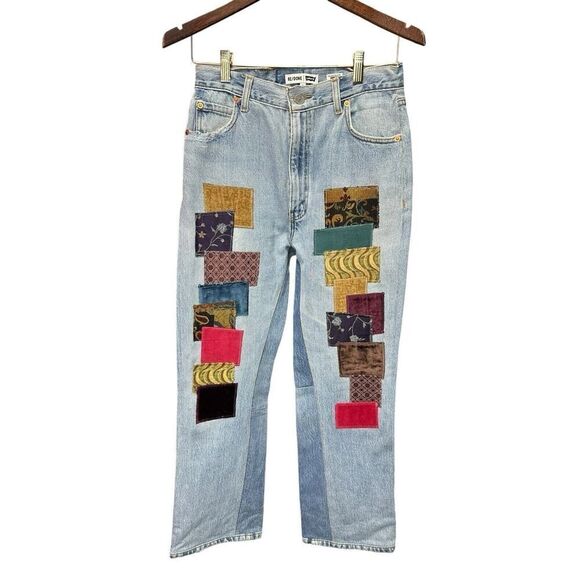 RE/DONE | Levi's 70s Loose Flare INDIGO PATCH Jeans Size 26 - Picture 3 of 16